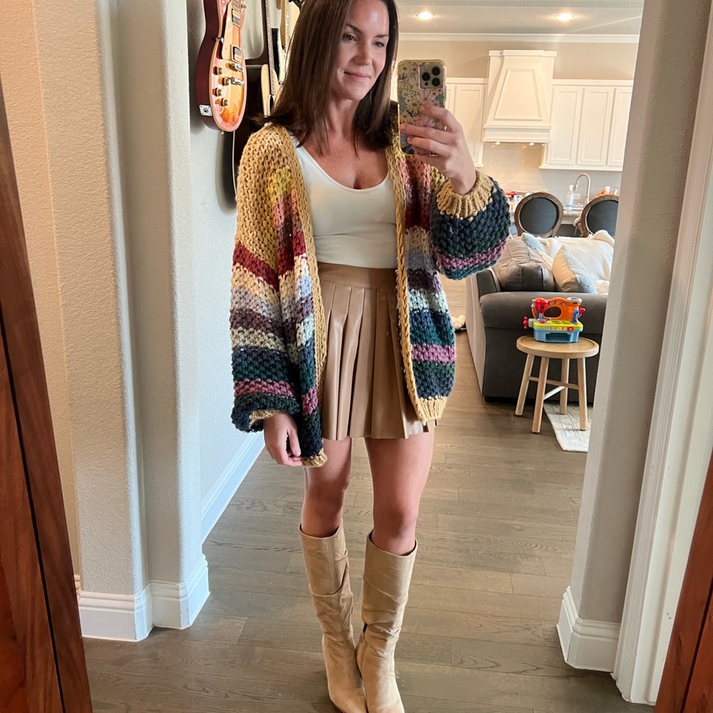 Colorful Cable Knit Cardigan